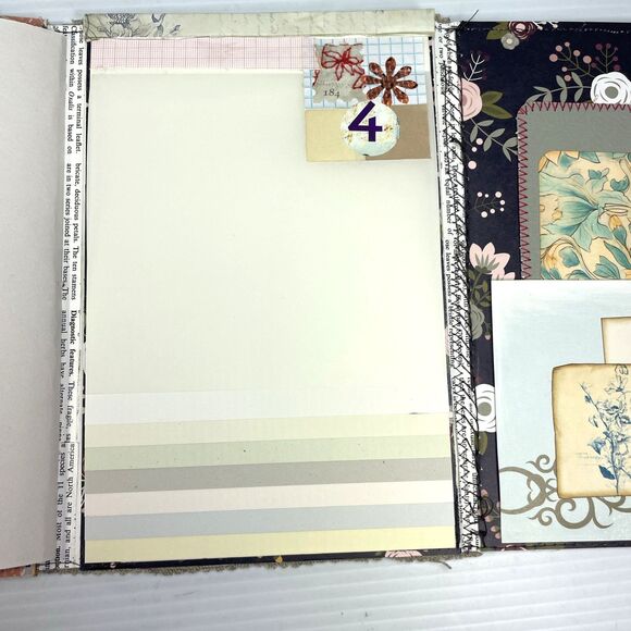Junk Journal  Folio Waterfall Pages Altered Paper Sampler Booklet Fabric Cover - Picture 11 of 16